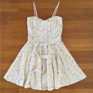 Ya Los Angeles, cream embroidered dress, size S